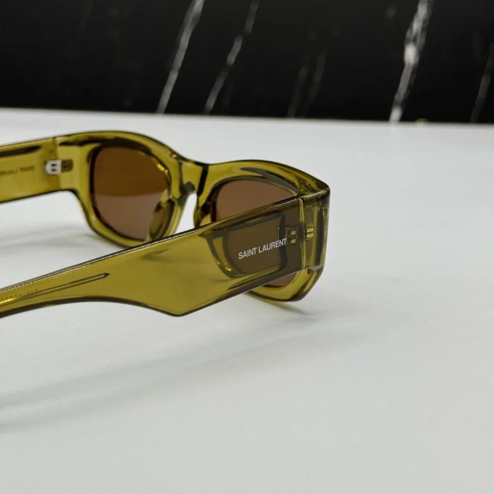 NEW SAINT LAURENT SUNGLASSES GREEN BROWN UNISEX EYEWEAR SAINT LAURENT SL713 004